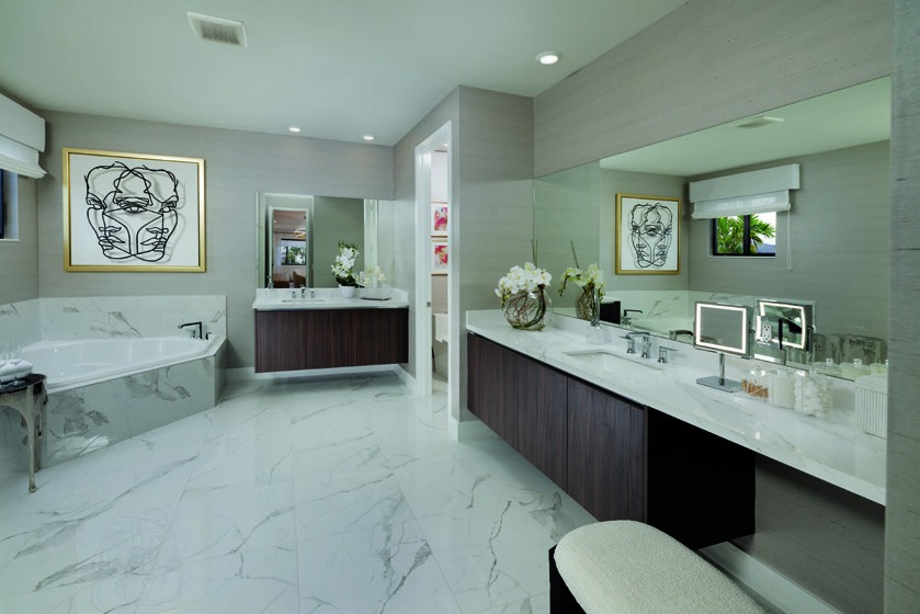Marble primary bathroom at Greenview at Presidential