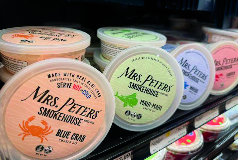 Mrs. Peters smoked dips in a retail display case