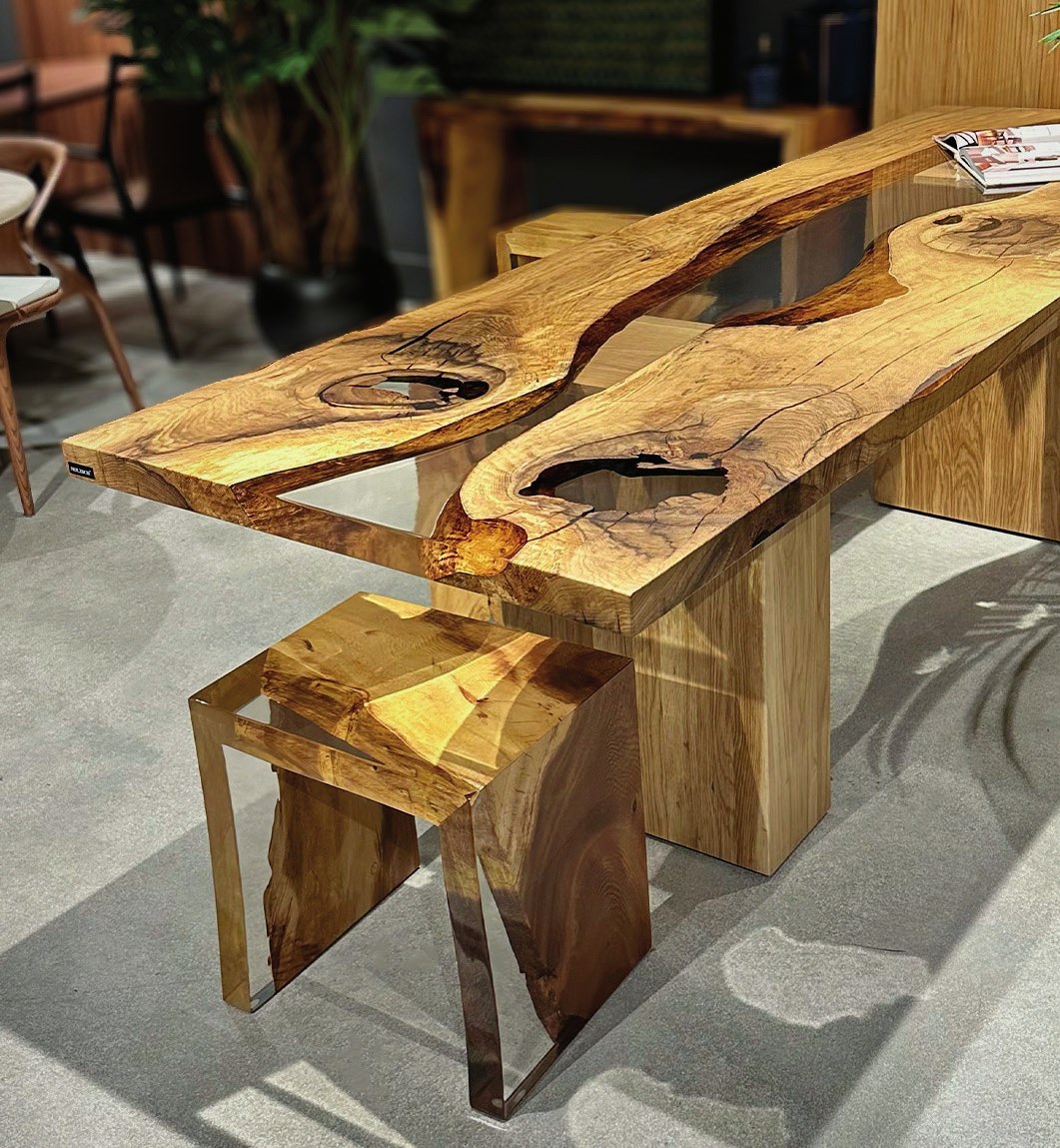 Holzsch live edge dining table in solid walnut
