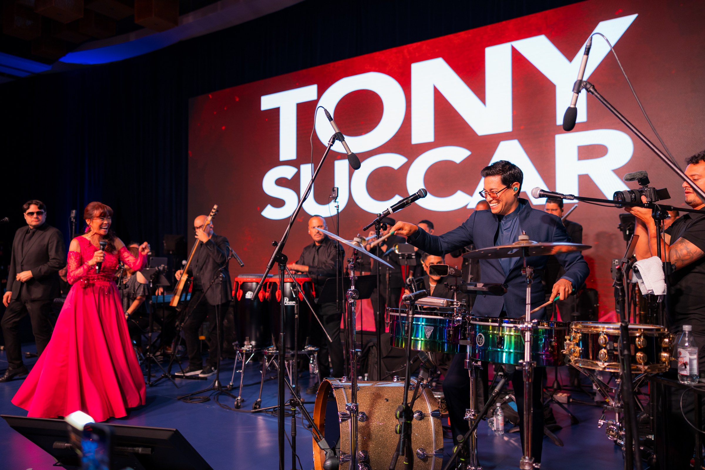Latin Grammy winner Tony Succar and his orchestra performing at the Supreme Twins Gala