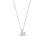 Elegant silver necklace with a geometric pendant.